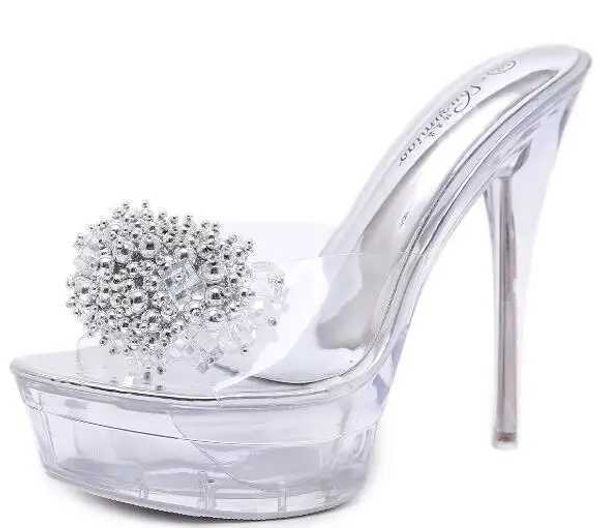 Scarpe eleganti Sandali con pendenza Sandali con zeppa con diamanti trasparenti di alta qualità con tacco 8,5 cm Donna Estate 2019 Sexy WomeZDQA H240321