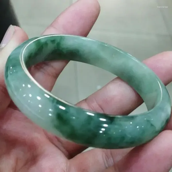 Bangle Grau A Certified Jade Bangles Mulheres Genuine Natural Myanmar Jadeite Flutuante Flor Birmânia Jades Fine Jewelry