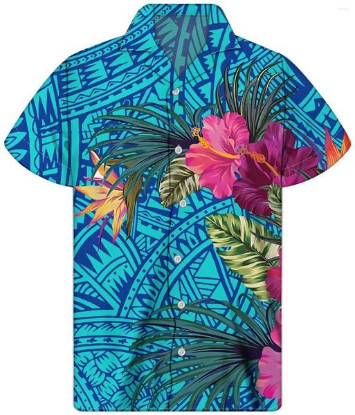 Camisas casuais masculinas Frangipani Imprimir camisa respirável botão para baixo fundo preto personalizado de fábrica 1 minuto quantidade mínima