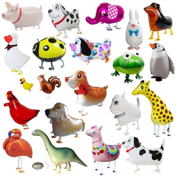 Andando animais de estimação balões animal hélio filme alumínio balão crianças balão vedação automática brinquedos festa aniversário decoração lt853