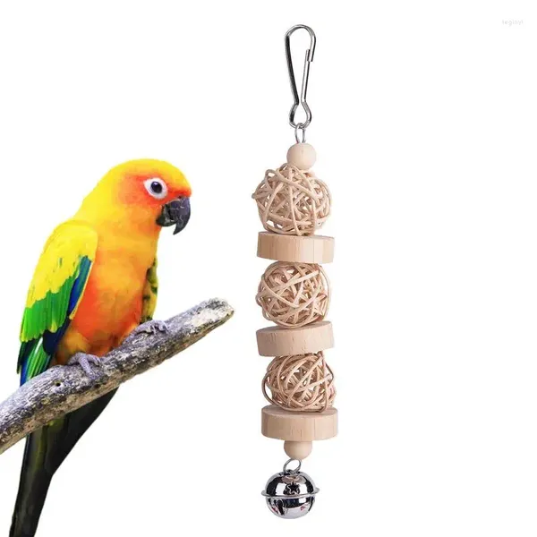 Outros suprimentos de pássaros brinquedos para papagaios natural madeira rattan bola pássaros animal mastigar africano cinza budgies lovebirds