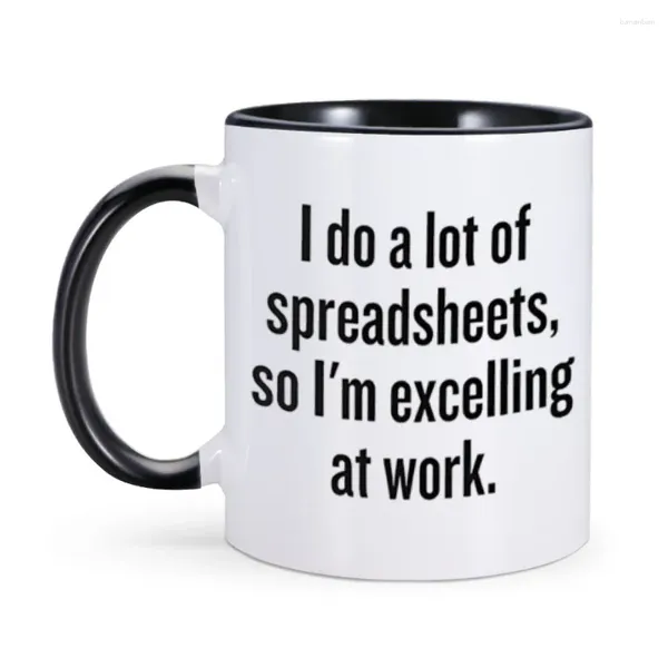 Tassen, Buchhalter-Geschenk, lustige Buchhaltungs-Excel-Kaffeetasse, 325 ml, Keramik, für Zuhause, Küche, Tee, Wasser, Tasse „I'm Excelling At Work“, Buchhalter-Geschenke