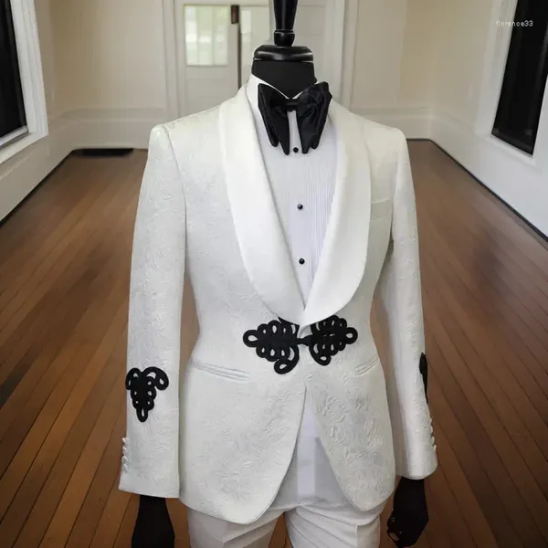 Ternos masculinos floral terno jaqueta para homens jantar festa jacquard noivo usar xale lapela casamento blazer baile smoking casaco 1 pc 2024