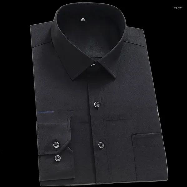 Camicie casual da uomo Camicia da lavoro a maniche lunghe Abito da lavoro professionale coordinato Non cotone ID Po Bianco