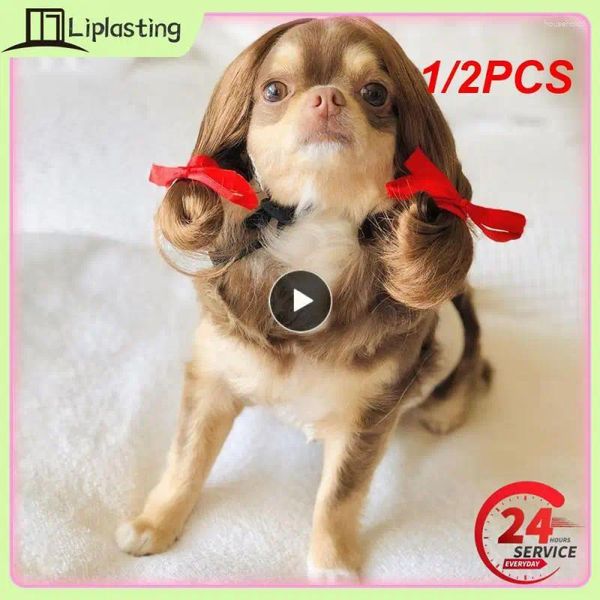 Katze Kostüme 1/2PCS Pet Perücken Cosplay Requisiten Lustige Hunde Katzen Cross-Dressing Haar Hut Kopf Zubehör für Halloowen Weihnachten Haustiere