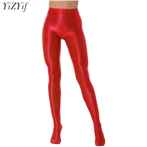 Abbigliamento Donne Glossy Solido Colore Selmo con collant in vita alta Calza Falza leggeri Pantaloni da yoga Pilates