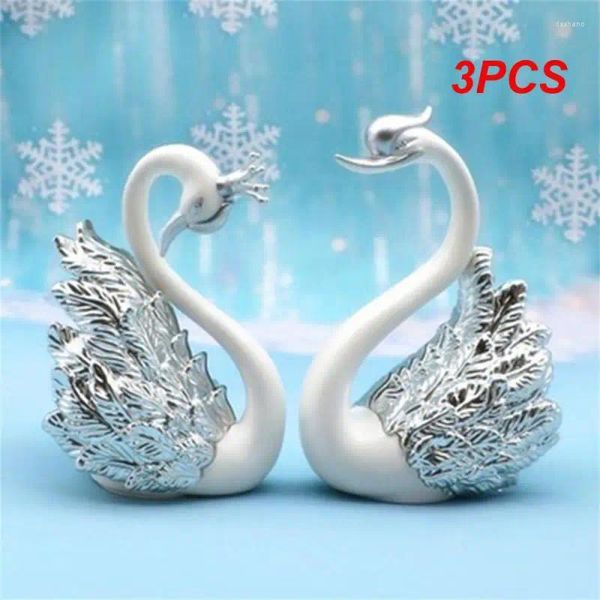 Fontes de festa 3 pçs / lote coroa mesa de vidro cisne cozimento decorativo aniversário ornamento bolo topper figura papel peso mesa casa