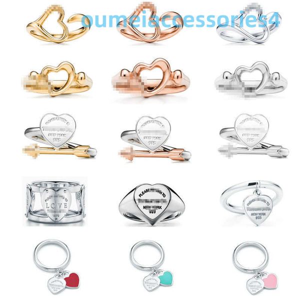 2024 Designer Anelli a fascia per gioielli di marca di lusso il nuovo argento 925 placcato a forma di cuore da uomo e donna Stesso stile Moda Amore Anello senso avanzato