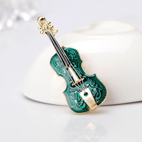 Spilla per violino smaltata Spilla con strass a forma di chitarra Spilla per corpetto Abbigliamento formale Gioielli da donna di moda