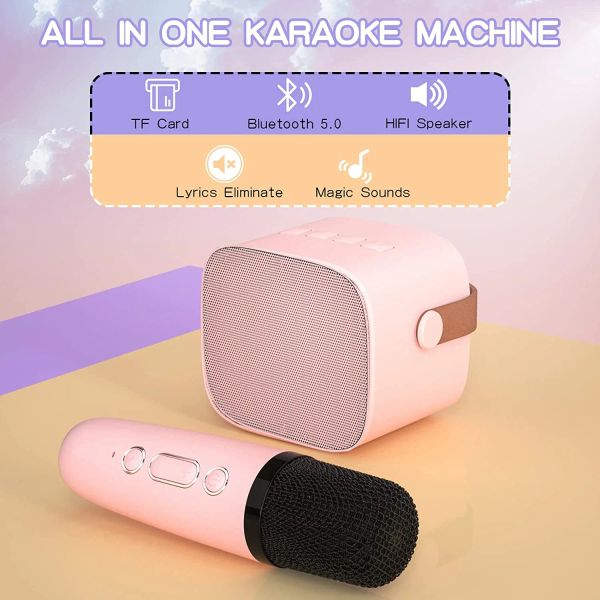 Alto-falantes crianças karaokê allinone microfone alto-falante, alto-falante portátil bluetooth com microfone sem fio subwoofer para adultos brinquedos presentes