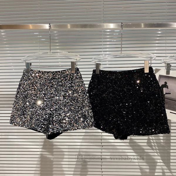 Mode Große Mädchen Pailletten Hot Shorts Teenager Glänzende Schwere Industrie Elastische Shorts 2024 Sommer Alte Kinder Beiläufige Kurze Hosen Z7252