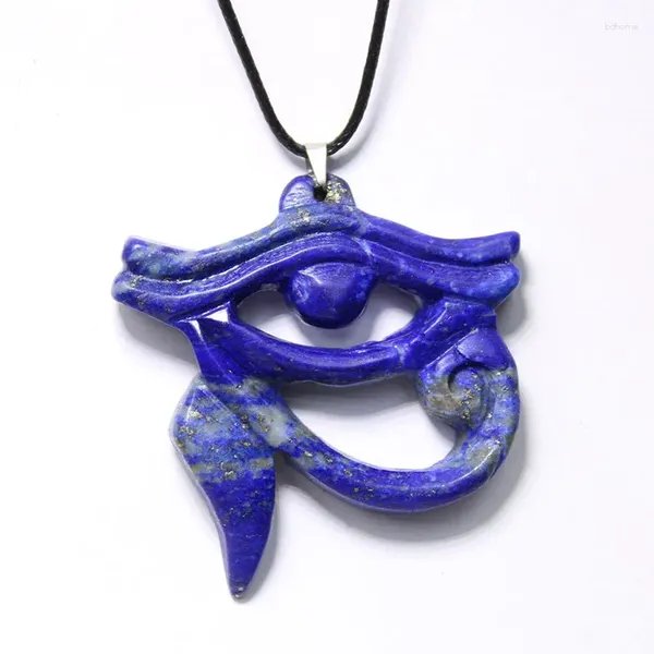 Dekorative Figuren, natürlicher Lapislazuli-Edelstein, Kristall, altägyptisches Horus-Auge-Anhänger-Halskette