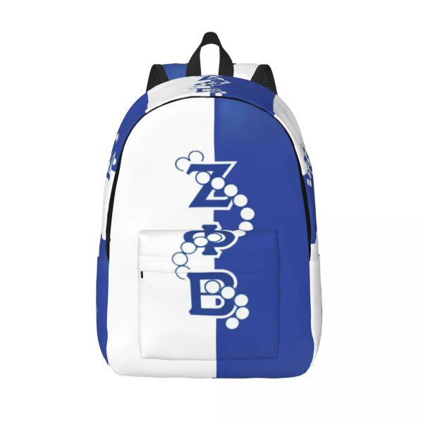 Taschen Zeta Phi Beta Logo Canvas Rucksack für Frauen Männer College School Schülern Buchbag für 15 Zoll Laptop Zob Schwesternschaftstaschen