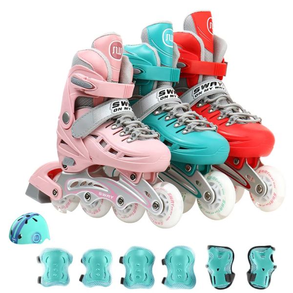 Scarpe per bambini pattini scarpe regolabili per principianti boy boy roller pattinaggio sneaker pala lama abec5 size in alluminio freno a 4 ruote regalo