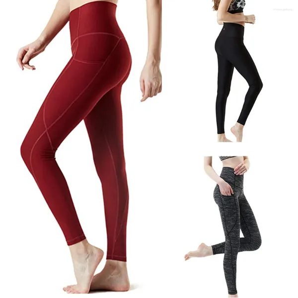 Roupas de Yoga Mulheres Treino Bolso Leggings Fitness Esportes Correndo Calças Atléticas Sólidas 2024 Mujer Gym Calças # 20