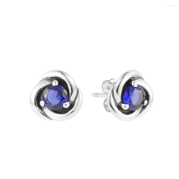 Orecchini a bottone 2024 settembre Birthstone Eternity Circle gioielli in argento sterling 925 per le donne Bijoux Brincos