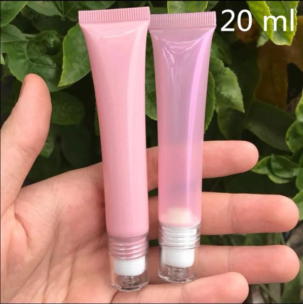 Bottiglie 10 PZ 20 ml Vuote bottiglie di tubo di plastica rosa Confezione Donna Palla Massaggio Copertura Gel per gli occhi Contenitori cosmetici vuoti Spedizione gratuita