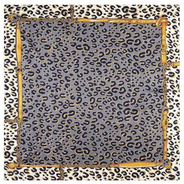 Sciarpe Twill Sciarpa di seta 2024 Donna Stampa leopardata Piazza Grande Bandana Fazzoletto di lusso Hijab Testa femminile Foulard 130x130