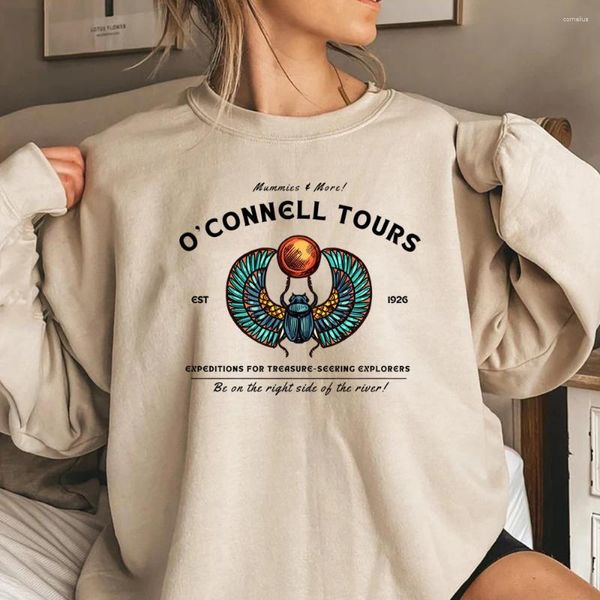 Hoodies femininos retro o'connell tours moletom com capuz múmia brendan fraser suéter 1999 amante do filme presente moletom de manga comprida