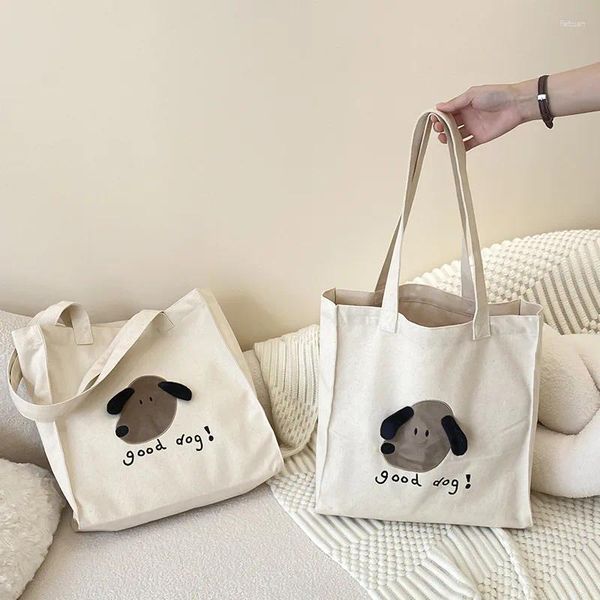 Borse da sera Borsa a tracolla in tessuto di tela stile Youda per donna Borsa a mano con motivo cartoon cane carino Borsa shopper di grande capacità casual