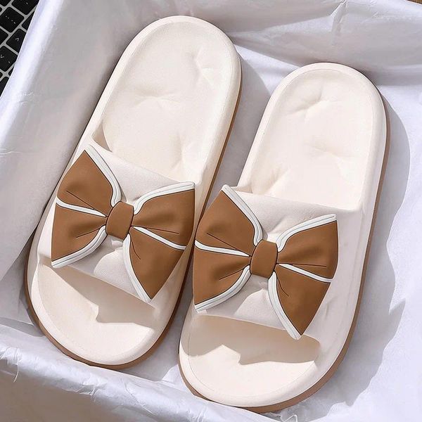 Chinelos UTUNE 2024 Bowknot Womens Summer Sandálias DIY Plataforma Sola Grossa Soft Jardim Menina Sapatos Ao Ar Livre Praia Feminino Slides