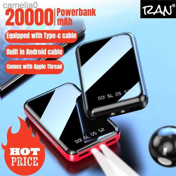 Power Bank для сотовых телефонов PowerBank 20000 мАч, внешний аккумулятор со светодиодной цифровой вспышкой, подходит для iPhone 12 13 Promax, портативный зеркальный экран PowerBankC24320