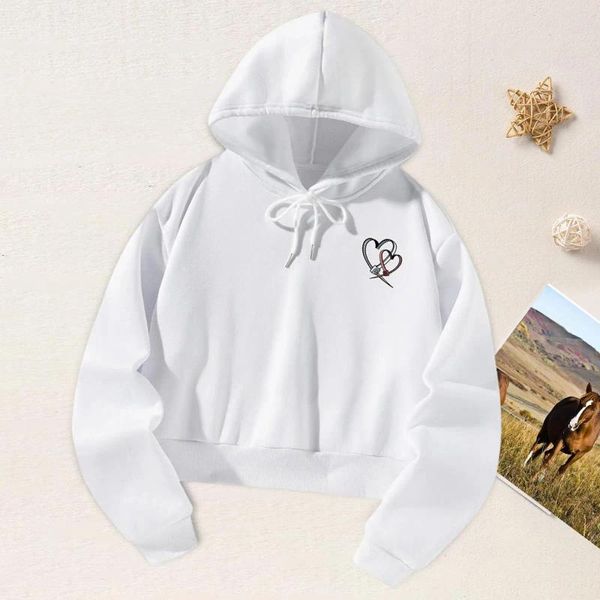 Hoodies das mulheres Mulheres Crop Top Moletom Moletom Branco Roupas Presente Simples Roupas de Outono Pulôver Tops para Viagens Commuting Primavera Inverno