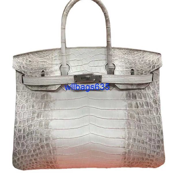 Borse tote Borsa in coccodrillo dell'Himalaya Borsa in vera pelle di coccodrillo del Nilo dell'Himalaya Borsa da donna di lusso cucita a mano Borsa portatile di grande capacità con logo HBQ5FK