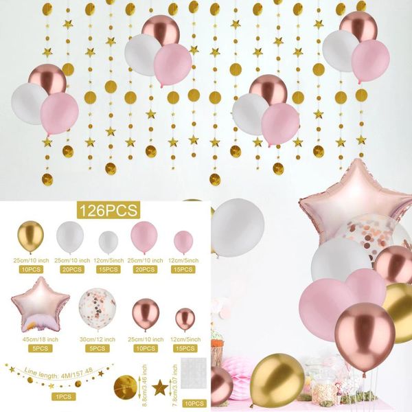 Decorazioni per feste 696 pezzi Set 10 pollici Pink-P01 20 pezzi palloncini in lattice 13 piedi oro carta carta banner palloncini trasparenti per il compleanno