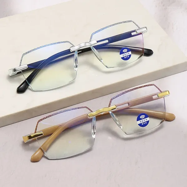 Sonnenbrille, randlos, automatischer Zoom, Presbyopie-Brille, HD, Anti-Blaulicht-Lesung, multifunktional, bequem, neutral