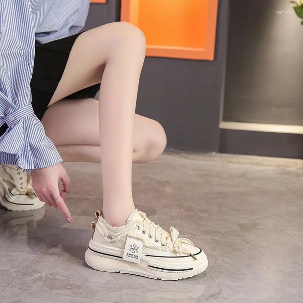 Scarpe casual Scarpe da donna Punta tonda Zoccoli tutti abbinati Piattaforma Creepers estivi 2024 Espadrillas incrociate in tela Basic Cross-tied