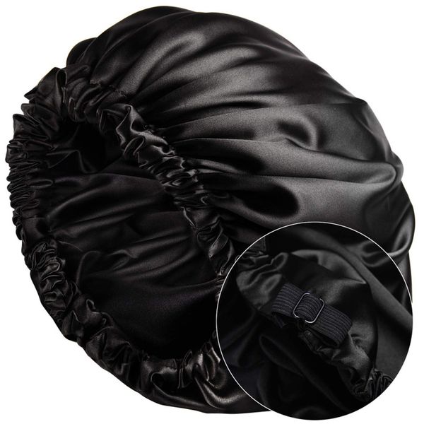 İpek Bonnet Saç Sarma Uyku için İpek Scrunchies Uyku Kapağı Siyah Saten Nefes Alabilir İpek Uyku Şapkası Kıvırcık Saç Şapkası Erkekler Saç Bakım Başlığı Eşarp Gece Kapakları