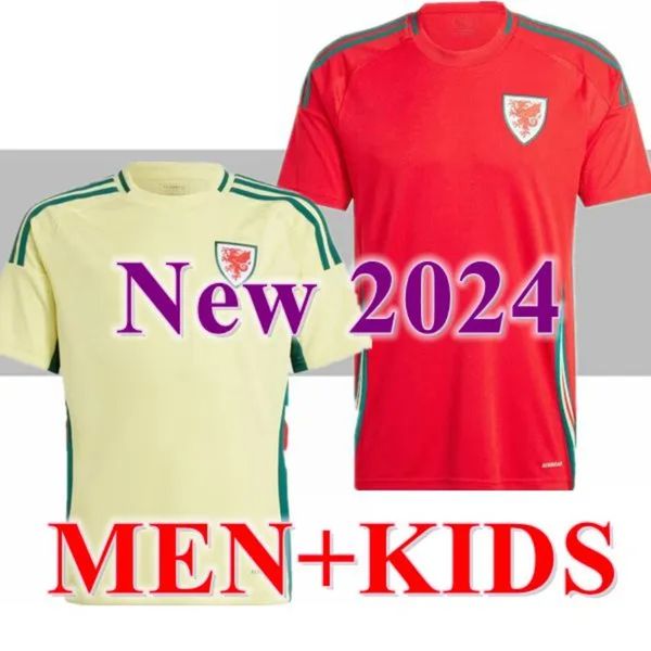 2024 25 Wales Fußballtrikots BALE WILSON ALLEN RAMSEY World National Team Cup Rodon VOKES Home Football Shirt Kurzarm Erwachsene Uniformen Kit Fans Spielerversion