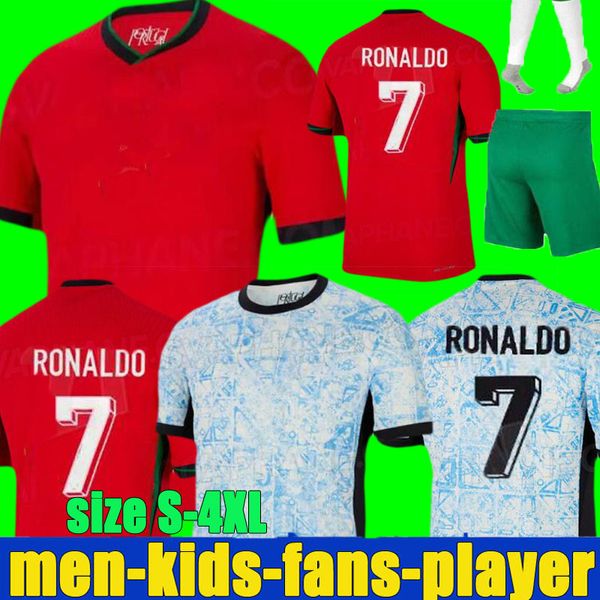 2024 Euro Kupa Portekiz Portuguesa Futbol Formaları Ronaldo Joao Felix Pepe Bermardo B.Fernandes Camisa de Futebol 24 25 J.Moutinho Futbol Gömlek Erkekler Çocuk Kiti S-4XL