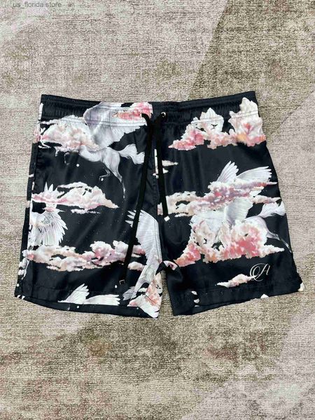 Shorts masculinos Pegasus Cloud Print Moda Casual Shorts de seda masculino Y240320