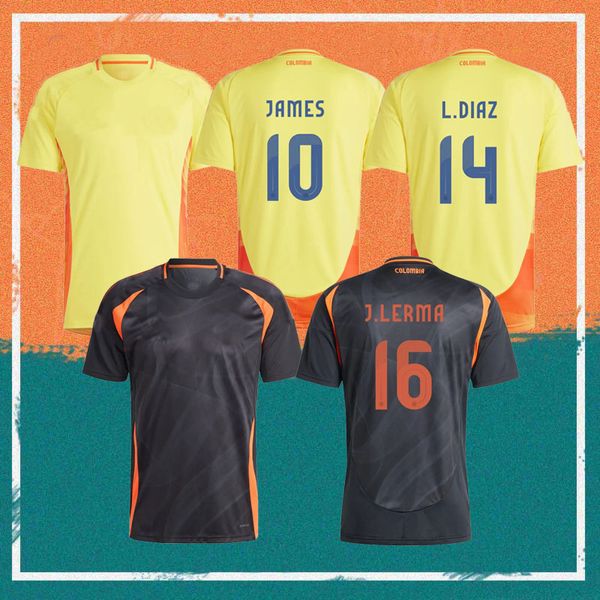 2024 Colômbia # 10 JAMES Camisas de futebol 24/25 Home # 9 FALCAO # 11 CUADRAD Camisa GUARIN DUVAN L.DIAZ SANCHEZ Seleção Nacional VALDERRAMA Uniforme de futebol