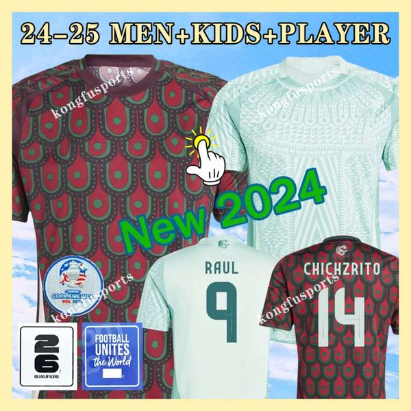 24 25 MeXiCO Fußballtrikots CHICHARITO 2024 Nationalmannschaft Fußballtrikot Herren Kinder Kit Home Away Camisetas Copa America Maillot Mexique 1985 Retro GIMENEZ LOZANO 4XL