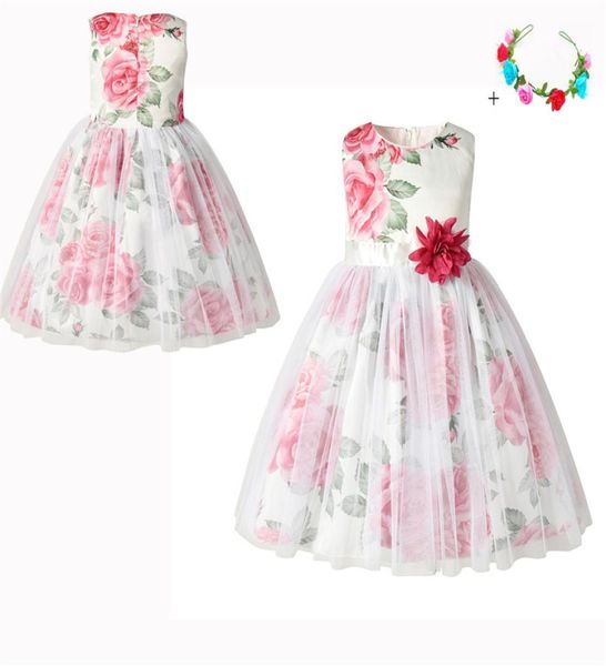 Nuovi vestiti da festa per ragazze di moda vestito casual per bambini carino Rose stampate farfalle vestito bowknot rose 3D vestiti stampati girls8412355