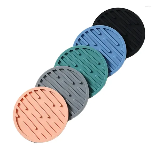 Tapetes de mesa 20 PCS 10cm Silicone Coasters Suporte de bebidas Almofada redonda resistente ao calor de borracha tapete de copo de chá