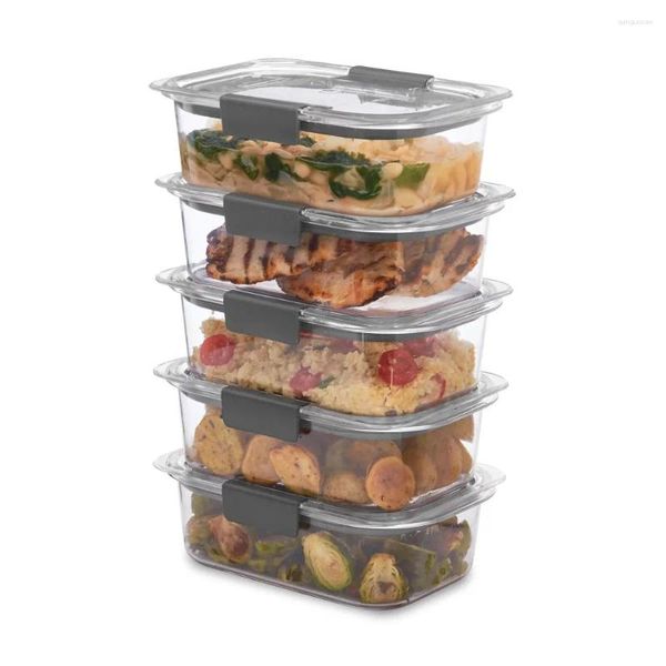 Garrafas de armazenamento recipientes de alimentos 3.2 copo 5 pacote à prova de vazamento bpa livre transparente tritan plástico cozinha organizador recipiente