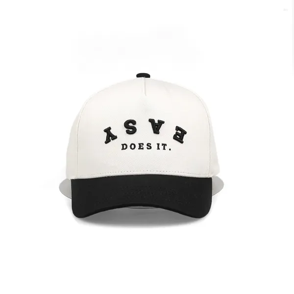 Top Caps Custom 5 Panel Bir Çerçeve Tarzı Yapılandırılmış Pamuk Çalışan Spor Beyzbol Kapağı 3D yükseltilmiş nakış logosu iki tonlu şapka