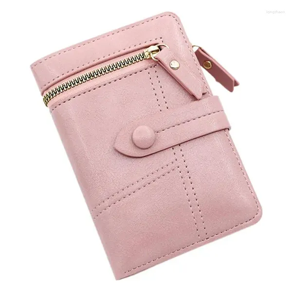 Sacos de armazenamento Carteira fina para mulheres PU couro trifold compacto titular moeda bolso dinheiro meninas senhoras viagens