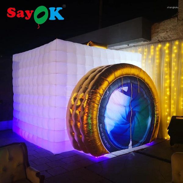 Decoração de festa em forma de câmera inflável Po Booth Tenda de casamento para evento publicitário (1 logotipo grátis)