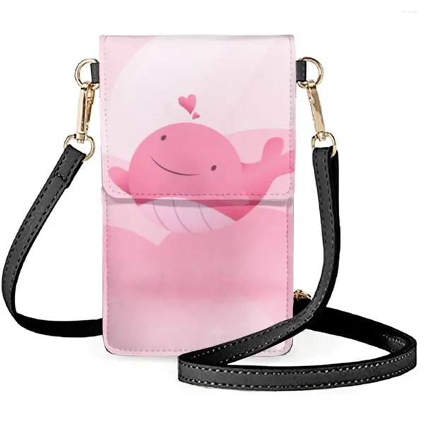 Umhängetaschen, niedliche Delfin-bedruckte Taschen für Teenager, Kawaii-Tier, lässig, tragbar, lange rosa Beutel, Trend, langlebig, platziertes Geld, Handy