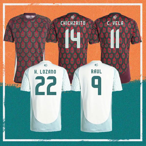 24/25 Maglia da calcio Messico Copa America 2024 H.LOZANO CHICHARITO H. HERRERA Maglia RAUL CHICHARITO E. ALVAREZ C. VELA A. GUARDADO Kit per bambini Uniforme da calcio