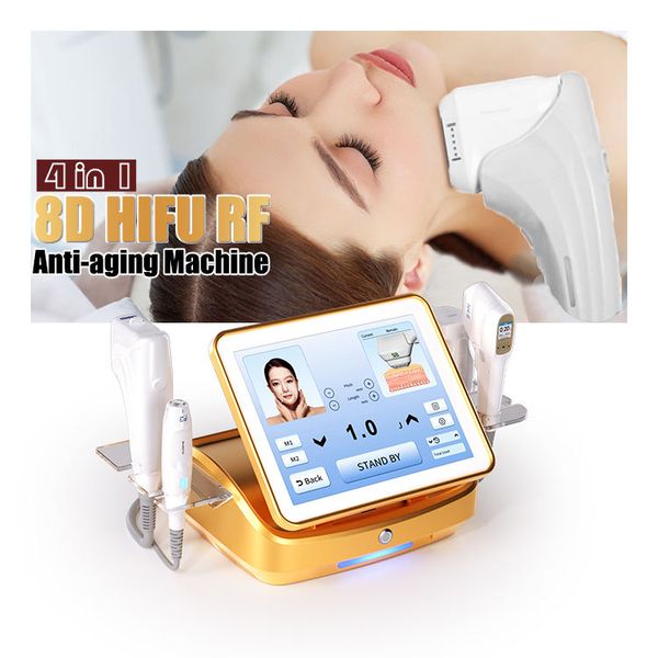 Profissional 4 em 1 8D HIFU Vmax Rejuvenescimento da pele Máquina de levantamento facial Ultrassom Lipo Remoção de gordura Emagrecimento RF Anti-rugas Dispositivo anti-envelhecimento