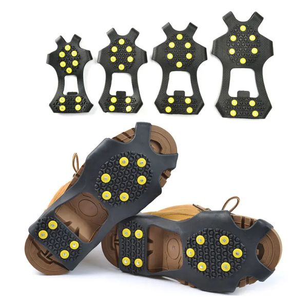 Acessórios 1 par sxl 10 studs crampons para sapatos antiderrapante neve gelo escalada sapato picos tração de gelo caminhadas ao ar livre sapatos de inverno capa