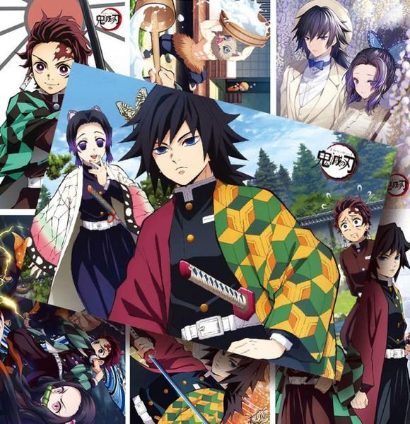 Kimetsu No Yaiba Poster Anime Peripherie Herdtür Tanjirou Herdtür Nezuko Grußkarte Aufkleber7826492