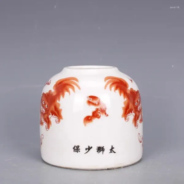 Garrafas estilo chinês família rosa jarra de porcelana leão design pote 3,43