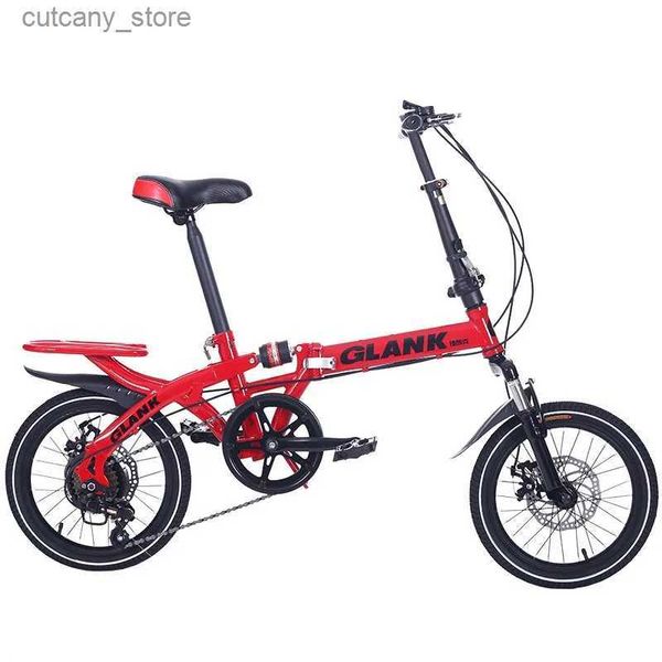 Bicicletas Ride-Ons Novo Estudante Variab Velocidade Freio a Disco Mini Bicyc Quadro Adulto Bicyc Dobrável Rápido Doub Amortecedor Absorvente Design Bicyc L240319